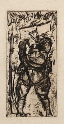 Anselmo Bucci, Reading Soldier, Etching on Paper, 1918-ZCI-1775623