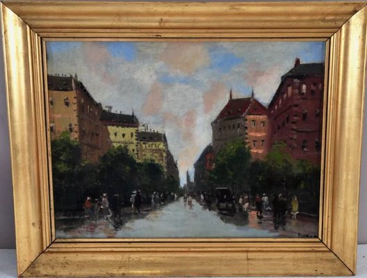 Antal Berkes, Metropolitan Avenue, 1890s-1910s, Oil on Canvas-QOR-2023546