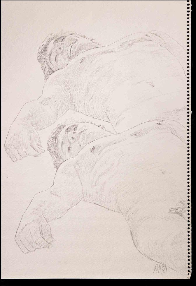 Anthony Roaland, Boys Lying Down, Original Drawing, 1981