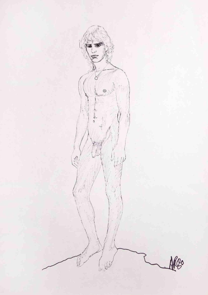 Anthony Roaland, Portrait of a Boy, Original Drawing, 1980