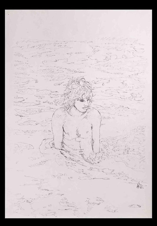 Anthony Roaland, The Boy at the Sea, Original Drawing, 1980