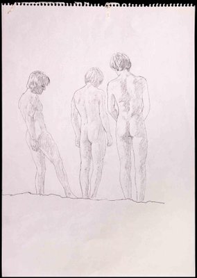 Anthony Roaland, Three Boys, Original Drawing, 1980s-ZCI-1326688