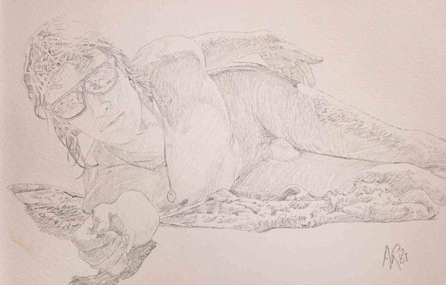 Anthony Roaland, Young Man with Glasses, Original Pencil Drawing, 1981-ZCI-1394374