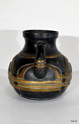 Anthracite and Golden Terracotta Vase, 1900s-RVK-1421322