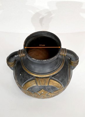 Anthracite and Golden Terracotta Vase, 1900s-RVK-1421322