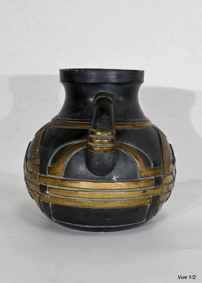 Anthracite and Golden Terracotta Vase, 1900s-RVK-1421322