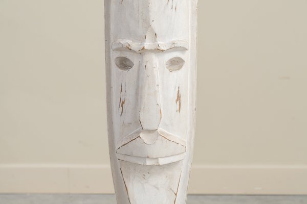 Anthropomorphic Brutalist Columns or Supports in White Patinated Wood. Spain, 1970s, Set of 2-UJE-2020676