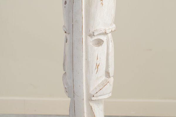 Anthropomorphic Brutalist Columns or Supports in White Patinated Wood. Spain, 1970s, Set of 2-UJE-2020676