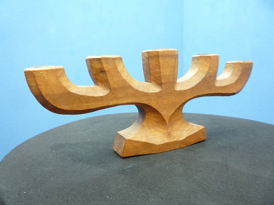 Anthroposophical Ash Wood Candleholder, 1930s