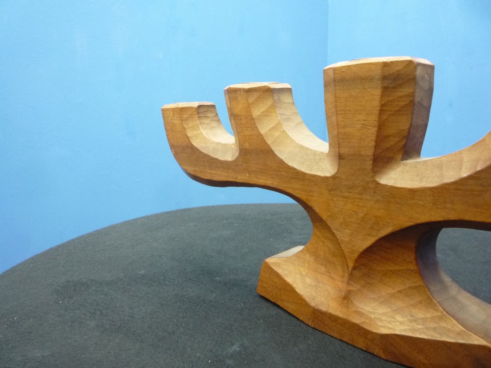 Anthroposophical Ash Wood Candleholder, 1930s