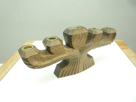 Anthroposophical Oak Candle Holder, 1930s-UG-1180936