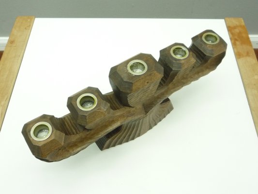 Anthroposophical Oak Candle Holder, 1930s-UG-1180936