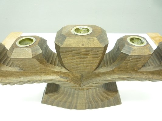 Anthroposophical Oak Candle Holder, 1930s-UG-1180936