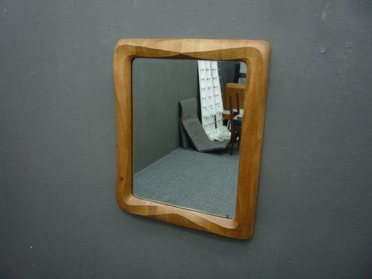 Anthroposophical Walnut Wall Mirror in the style from Rudolf Steiner, 1940s