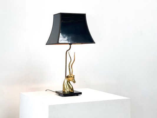 Antilope Head Table Lamp in Brass, France, 1950s-XLH-1706985