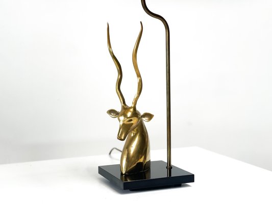 Antilope Head Table Lamp in Brass, France, 1950s-XLH-1706985