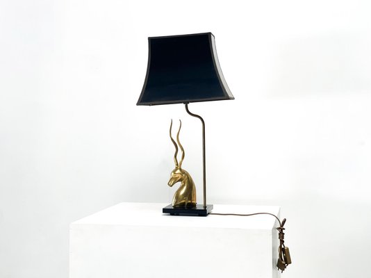 Antilope Head Table Lamp in Brass, France, 1950s-XLH-1706985