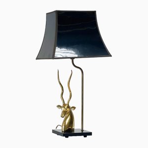 Antilope Head Table Lamp in Brass, France, 1950s-XLH-1706985