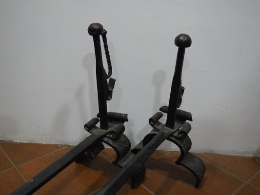 Antique 18th Century Andirons, Set of 2-YNQ-621239