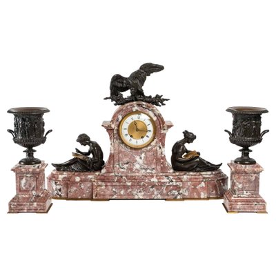 Antique 19th Century Bronze Mantel Set, Set of 3-WFS-1323542