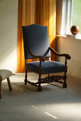 Antique 19th Century Danish Baroque Carved High Back Armchairs, Set of 2-MXF-1372831