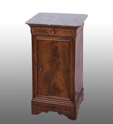 Antique 19th Century French Louis Philippe Bedside Table in Mahogany with Marble Top-KKK-1315449