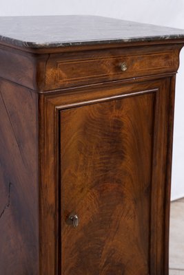 Antique 19th Century French Louis Philippe Bedside Table in Mahogany with Marble Top-KKK-1315449