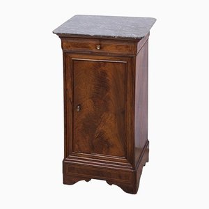 Antique 19th Century French Louis Philippe Bedside Table in Mahogany with Marble Top-KKK-1315449