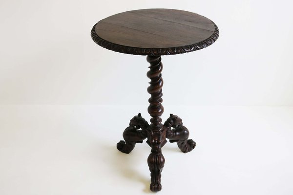 Antique 19th Century French Side / End Table in Barley Twisted Oak, 1880-WIP-2041272