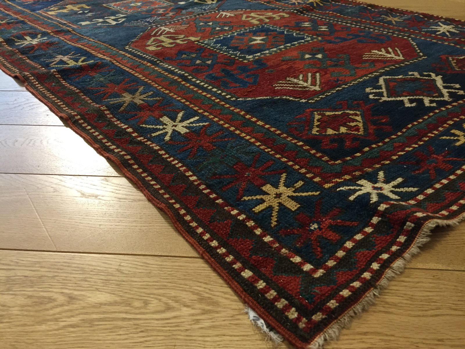 Antique 19th Century Kazak Hand-Knotted Chajli Rug