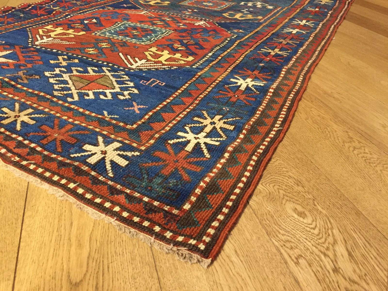 Antique 19th Century Kazak Hand-Knotted Chajli Rug