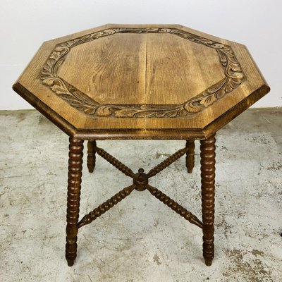 Antique 8-Sided Wood Carving Table-LCQ-1241609