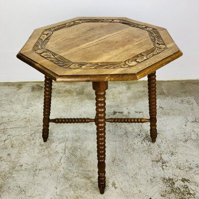 Antique 8-Sided Wood Carving Table-LCQ-1241609