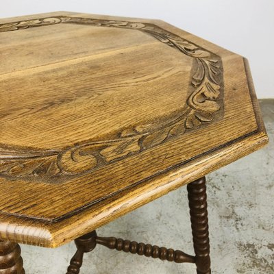 Antique 8-Sided Wood Carving Table-LCQ-1241609