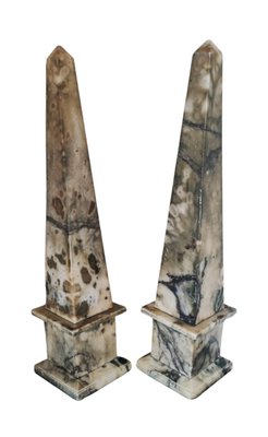 Antique Alabaster Obelisks, 1800s, Set of 2-INI-2021874