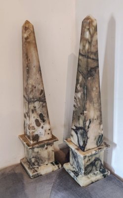 Antique Alabaster Obelisks, 1800s, Set of 2-INI-2021874