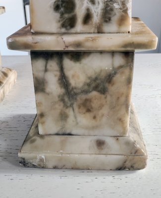 Antique Alabaster Obelisks, 1800s, Set of 2-INI-2021874