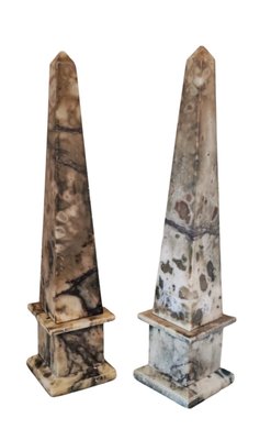 Antique Alabaster Obelisks, 1800s, Set of 2-INI-2021874