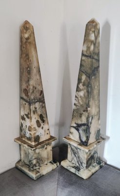 Antique Alabaster Obelisks, 1800s, Set of 2-INI-2021874