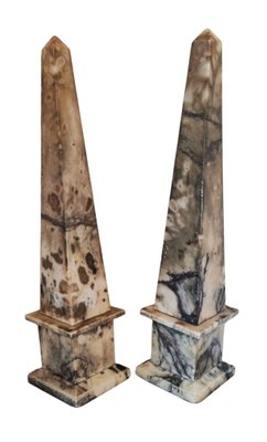 Antique Alabaster Obelisks, 1800s, Set of 2-INI-2021874