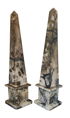 Antique Alabaster Obelisks, 1800s, Set of 2-INI-2021874