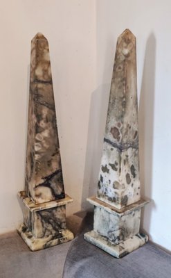 Antique Alabaster Obelisks, 1800s, Set of 2-INI-2021874