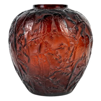 Antique Amber Tinted Parakeets Vase by René Lalique, 1919-DFB-2028201