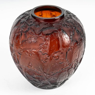 Antique Amber Tinted Parakeets Vase by René Lalique, 1919-DFB-2028201