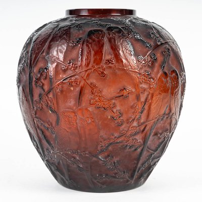 Antique Amber Tinted Parakeets Vase by René Lalique, 1919-DFB-2028201