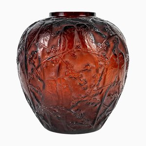 Antique Amber Tinted Parakeets Vase by René Lalique, 1919-DFB-2028201