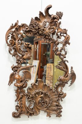 Antique American Cornucopia Carved Wooden Mirror-UJE-742581