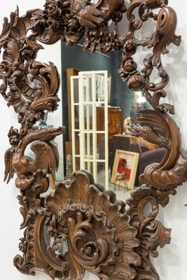 Antique American Cornucopia Carved Wooden Mirror-UJE-742581