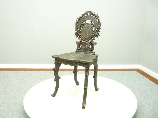 Antique and Hand Carved Oak Chair, 1900s