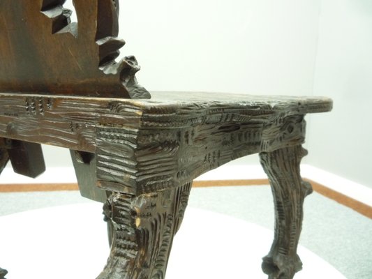 Antique and Hand Carved Oak Chair, 1900s-UG-1156333